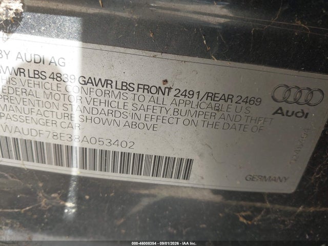 Продажа на аукционе авто 2008 Audi A4 2.0t, vin: WAUDF78E38A053402, номер лота: 46008354