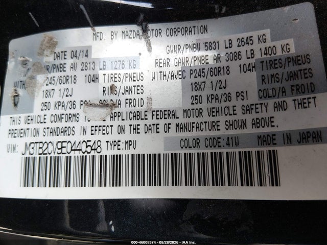 JM3TB2CV9E0440548 Mazda Cx-9 Touring