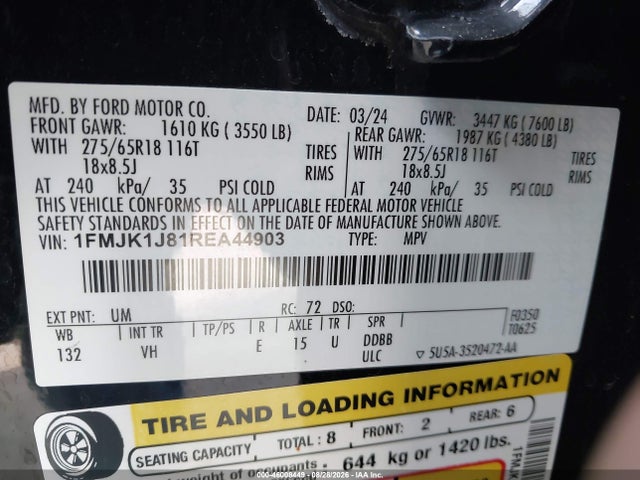 1FMJK1J81REA44903 Ford Expedition Xlt Max