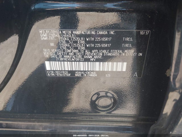 2018 Toyota Rav4 Le მანქანა იყიდება აუქციონზე, vin: 2T3BFREV0JW708133, აუქციონის ნომერი: 46008508