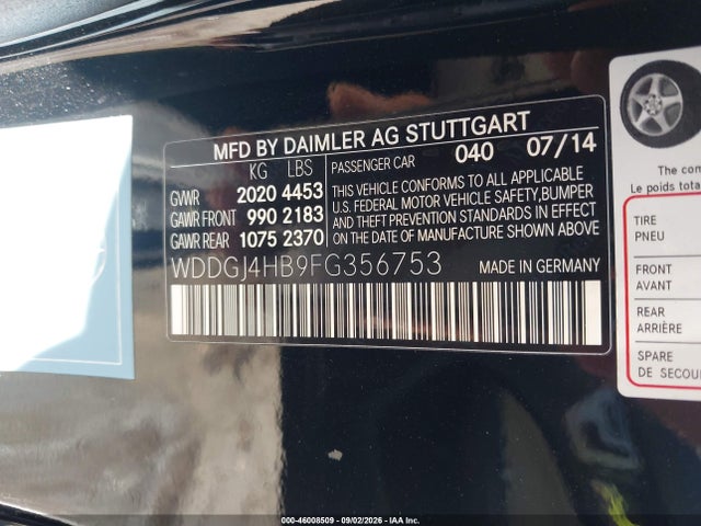 46008509 :رقم المزاد ، WDDGJ4HB9FG356753 vin ، 2015 Mercedes-benz C 250 مزاد بيع