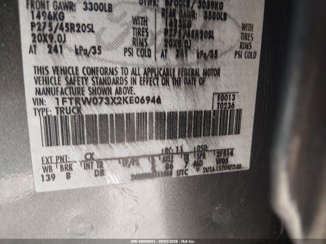 Продаж на аукціоні авто 2002 Ford F-150 Lariat, vin: 1FTRW073X2KE06946, номер лоту: 46008551