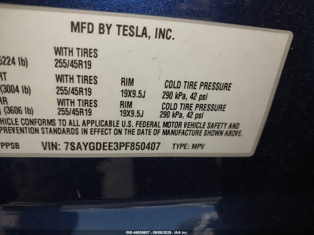 Aukcja sprzedaży 2023 Tesla Model Y Awd/long Range Dual Motor All-wheel Drive, vin: 7SAYGDEE3PF850407, numer aukcji: 46008607