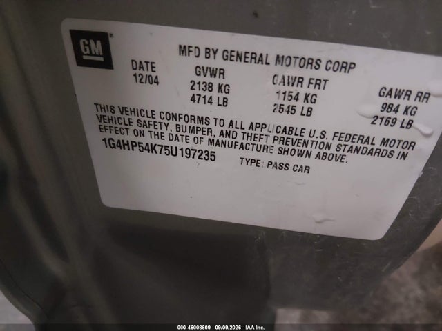 Продаж на аукціоні авто 2005 Buick Lesabre Custom, vin: 1G4HP54K75U197235, номер лоту: 46008609