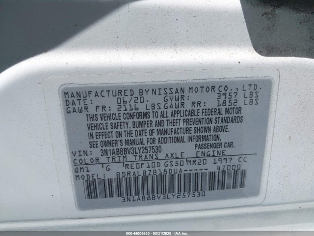 Nissan Sentra S Xtronic Cvt 2020 3N1AB8BV3LY257530 Image 9