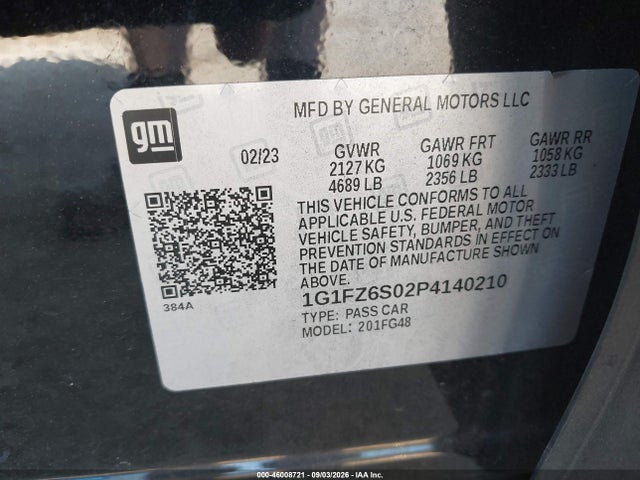 2023 Chevrolet Bolt Euv Fwd Premier მანქანა იყიდება აუქციონზე, vin: 1G1FZ6S02P4140210, აუქციონის ნომერი: 46008721