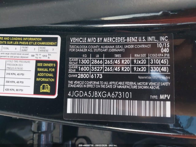 4JGDA5JBXGA673101 Mercedes-Benz GLE 350