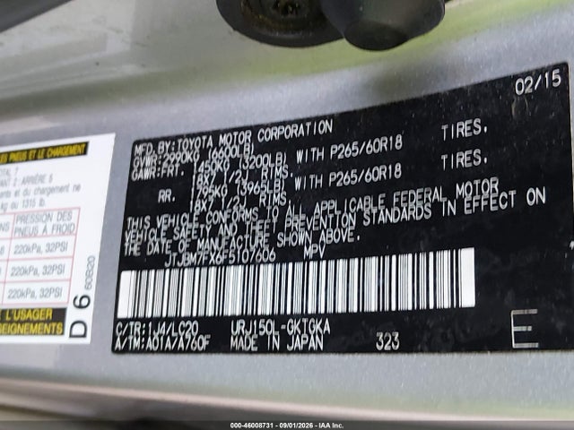 Aukcja sprzedaży 2015 Lexus Gx 460, vin: JTJBM7FX6F5107606, numer aukcji: 46008731