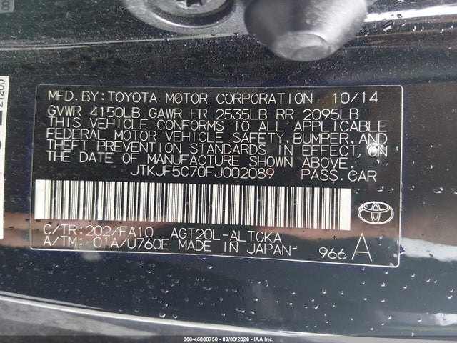 Продажа на аукционе авто 2015 Scion Tc, vin: JTKJF5C70FJ002089, номер лота: 46008750