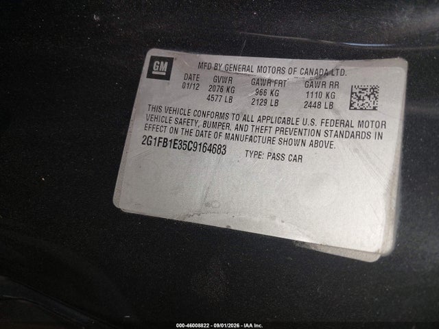 Auction sale of the 2012 Chevrolet Camaro 1lt, vin: 2G1FB1E35C9164683, lot number: 46008822