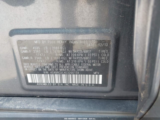Продаж на аукціоні авто 2014 Subaru Outback 2.5i Premium, vin: 4S4BRCDC4E3266174, номер лоту: 46008832