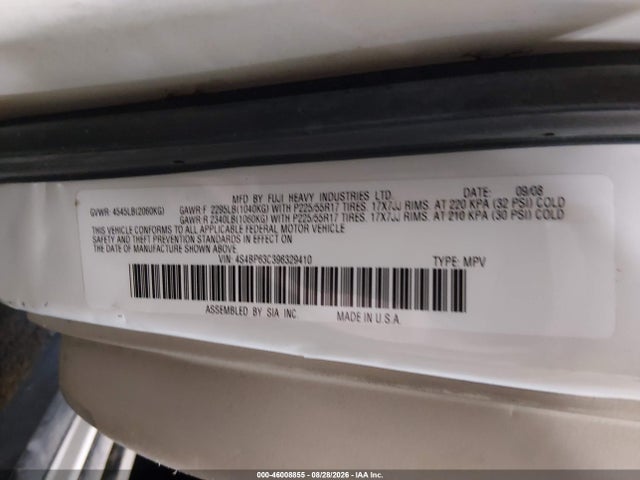 2009 Subaru Outback 2.5xt Limited მანქანა იყიდება აუქციონზე, vin: 4S4BP63C396329410, აუქციონის ნომერი: 46008855