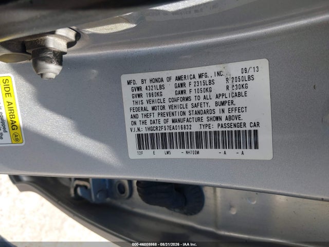 46008868 :رقم المزاد ، 1HGCR2F57EA016832 vin ، 2014 Honda Accord Sport مزاد بيع