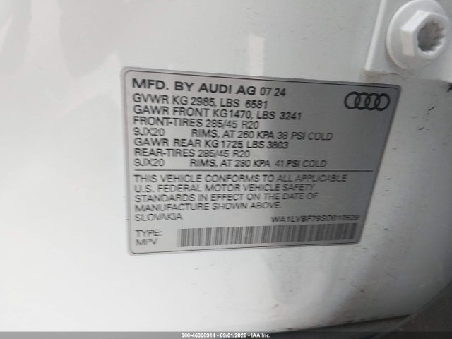 46008914 :رقم المزاد ، WA1LVBF79SD010529 vin ، 2025 Audi Q7 Premium Plus 55 Tfsi Quattro Tiptronic مزاد بيع