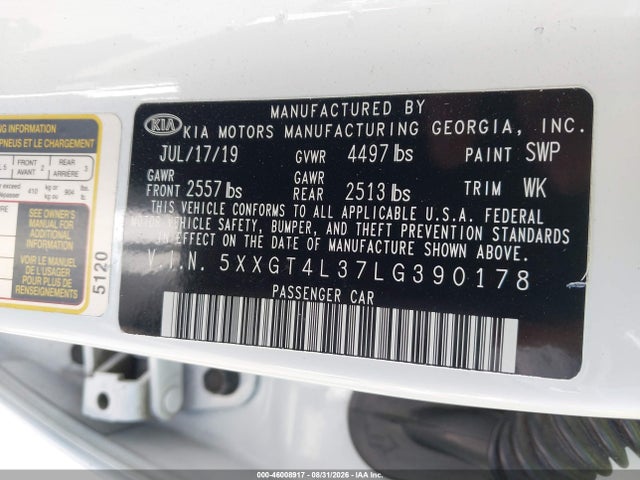 KIA Optima Lx 2020 5XXGT4L37LG390178 Image 9