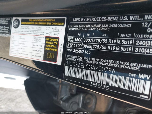 Продажа на аукционе авто 2016 Mercedes-benz Gl 450 4matic, vin: 4JGDF6EE5GA700796, номер лота: 46008986
