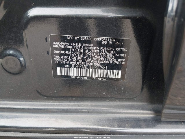 46009016 :رقم المزاد ، JF2GPANC1HH277581 vin ، 2017 Subaru Crosstrek 2.0i Limited مزاد بيع