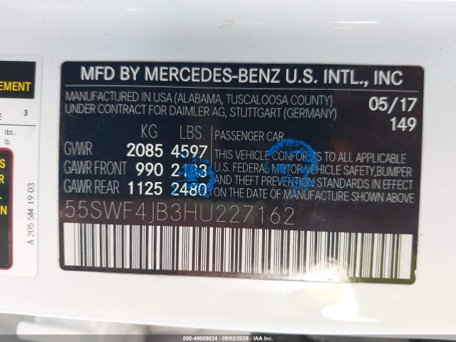 Mercedes-Benz C 300 2017 55SWF4JB3HU227162 Image 9