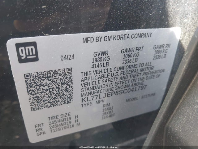 Продаж на аукціоні авто 2025 Chevrolet Trax Fwd 2rs, vin: KL77LJEP8SC041797, номер лоту: 46009025
