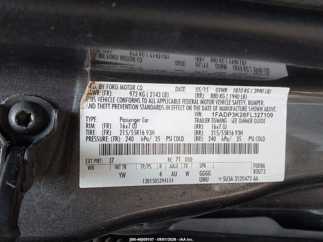 Ford FOCUS SE 2015 1FADP3K28FL327109 Image 9
