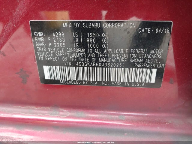Subaru Impreza 2.0i Premium 2018 4S3GKAB60J3620251 Image 9