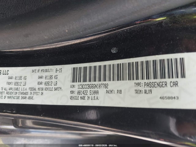 Aukcja sprzedaży 2016 Chrysler 200 S, vin: 1C3CCCBG6GN107782, numer aukcji: 46009119