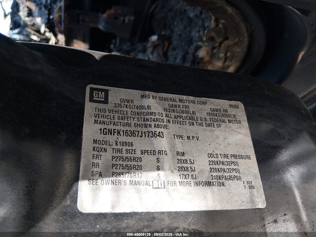 Продаж на аукціоні авто 2007 Chevrolet Suburban 1500 Ltz, vin: 1GNFK16367J173643, номер лоту: 46009139