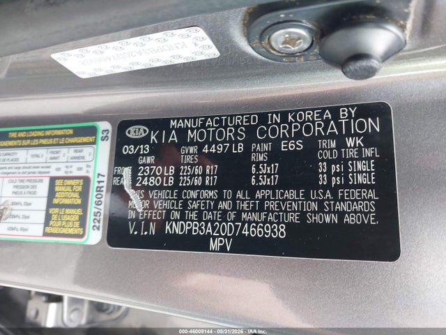 Aukcja sprzedaży 2013 Kia Sportage Lx, vin: KNDPB3A20D7466938, numer aukcji: 46009144