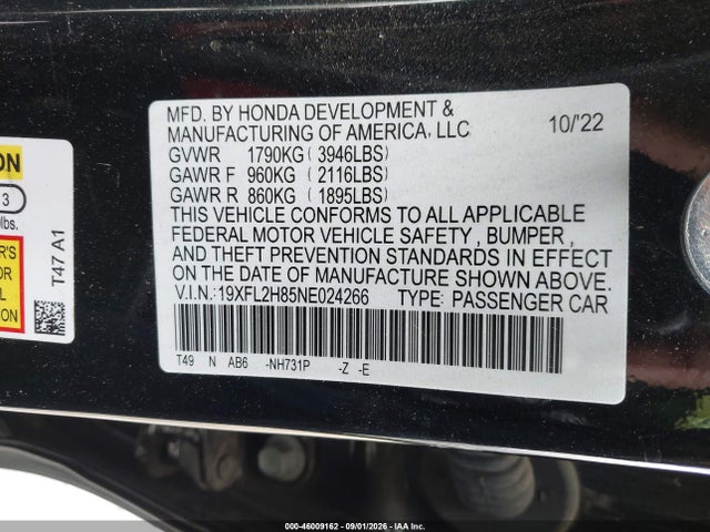 Honda Civic Sport 2022 19XFL2H85NE024266 Image 9