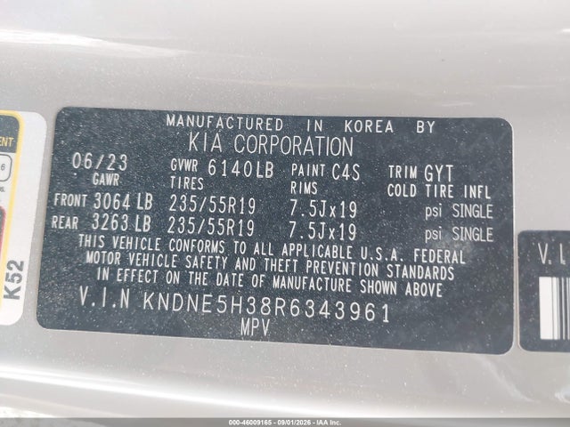 Продаж на аукціоні авто 2024 Kia Carnival Mpv Sx Prestige, vin: KNDNE5H38R6343961, номер лоту: 46009165
