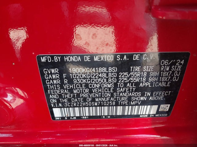 Aukcja sprzedaży 2025 Honda Hr-v Awd Sport, vin: 3CZRZ2H50SM710258, numer aukcji: 46009188