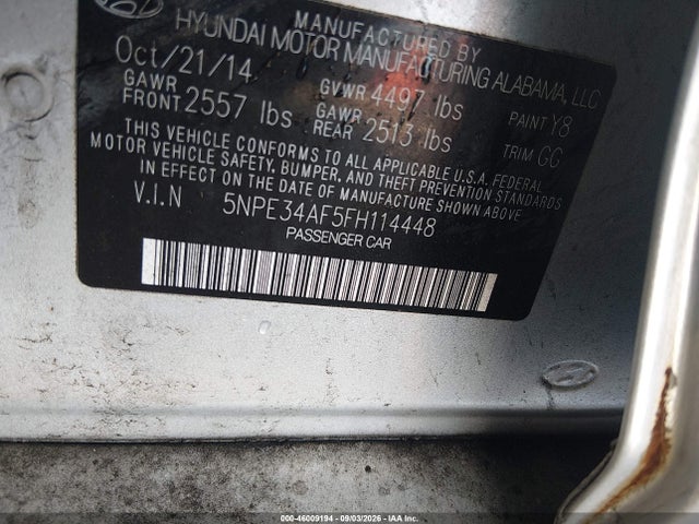 5NPE34AF5FH114448 Hyundai Sonata Sport