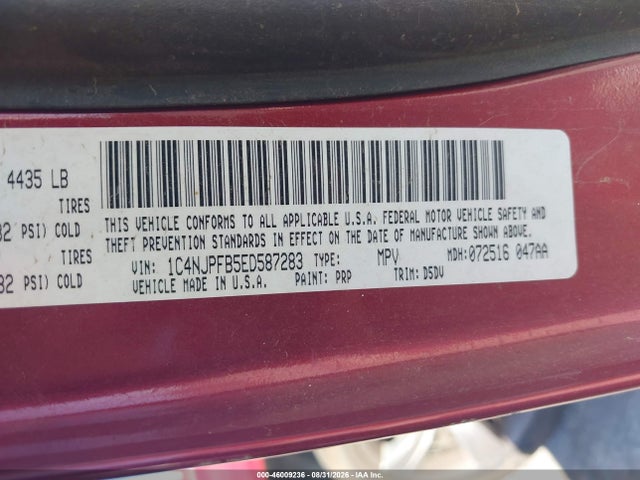 Aukcja sprzedaży 2014 Jeep Patriot Latitude, vin: 1C4NJPFB5ED587283, numer aukcji: 46009236
