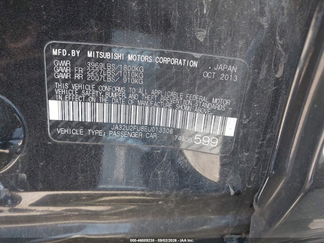 Aukcja sprzedaży 2014 Mitsubishi Lancer Es, vin: JA32U2FU8EU013306, numer aukcji: 46009238