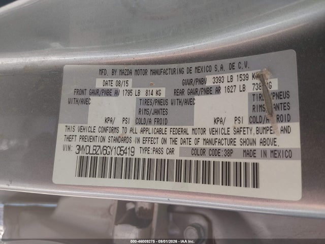 Продажа на аукционе авто 2016 Scion Ia, vin: 3MYDLBZV6GY105419, номер лота: 46009275