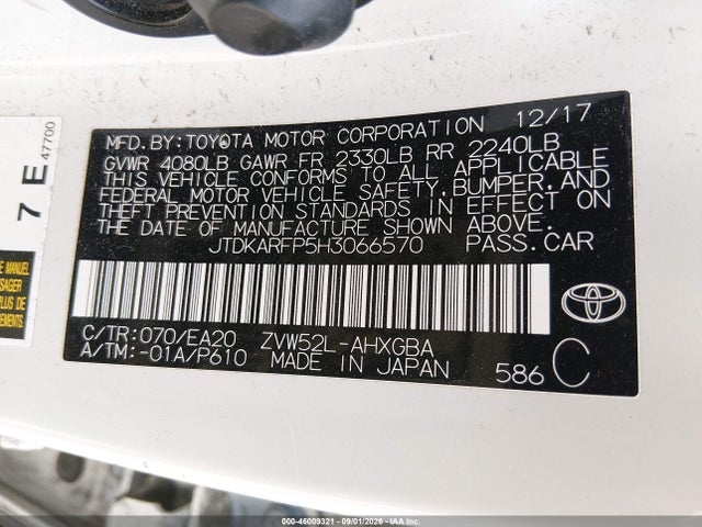 Aukcja sprzedaży 2017 Toyota Prius Prime Premium, vin: JTDKARFP5H3066570, numer aukcji: 46009321