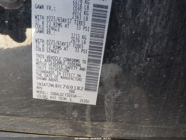Nissan ROGUE SV 2015 5N1AT2ML8FC769182 Image 9