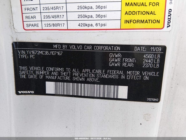 Продаж на аукціоні авто 2011 Volvo C70 T5, vin: YV1672MC3BJ107167, номер лоту: 46009364