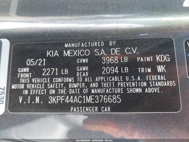 KIA FORTE GT 2021 3KPF44AC1ME376685 Image 9