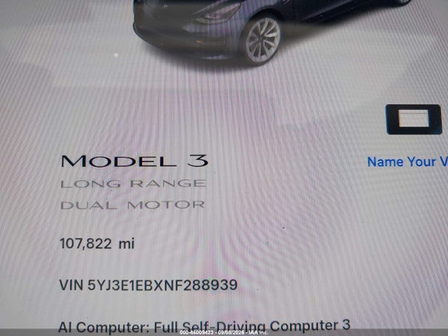 Aukcja sprzedaży 2022 Tesla Model 3 Long Range Dual Motor All-wheel Drive, vin: 5YJ3E1EBXNF288939, numer aukcji: 46009423
