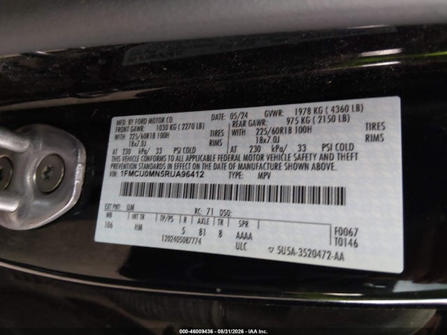 Aukcja sprzedaży 2024 Ford Escape St-line, vin: 1FMCU0MN5RUA96412, numer aukcji: 46009436