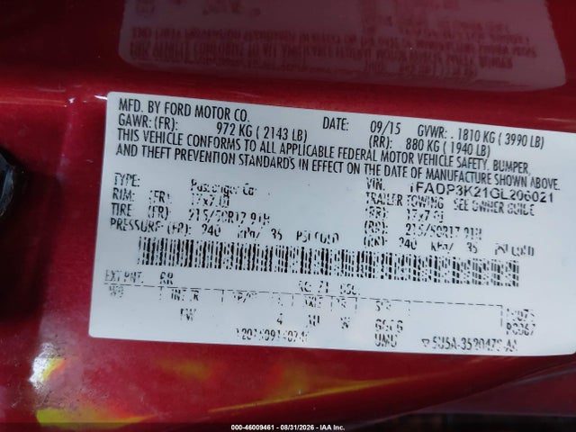 Ford FOCUS SE 2016 1FADP3K21GL206021 Image 9