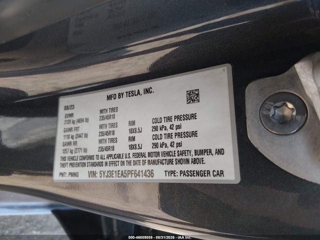 Tesla Model 3 Rear-wheel Drive 2023 5YJ3E1EA5PF641436 Image 9