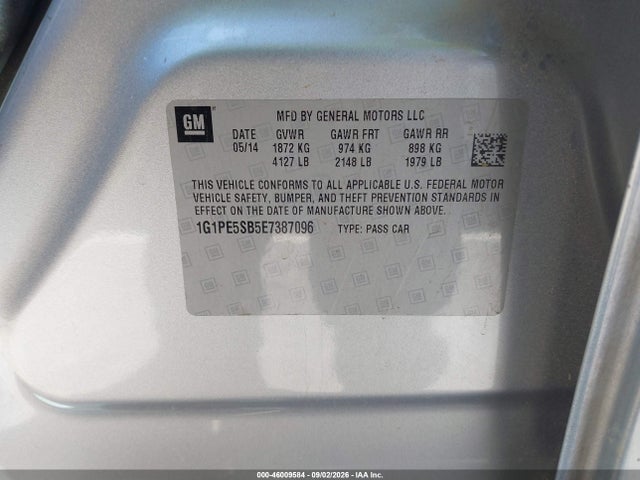 Продаж на аукціоні авто 2014 Chevrolet Cruze 2lt Auto, vin: 1G1PE5SB5E7387096, номер лоту: 46009584
