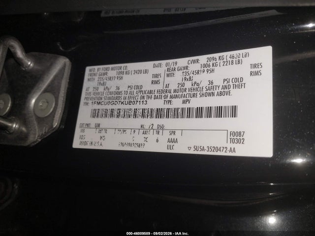 Aukcja sprzedaży 2019 Ford Escape Se, vin: 1FMCU0GD7KUB07113, numer aukcji: 46009589
