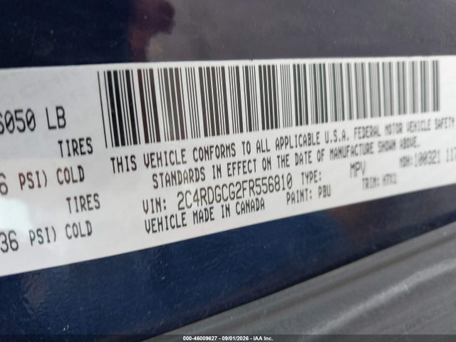 Aukcja sprzedaży 2015 Dodge Grand Caravan Sxt, vin: 2C4RDGCG2FR556810, numer aukcji: 46009627
