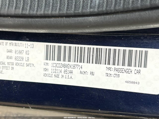 Aukcja sprzedaży 2014 Dodge Avenger Se, vin: 1C3CDZAB0EN187714, numer aukcji: 46009630