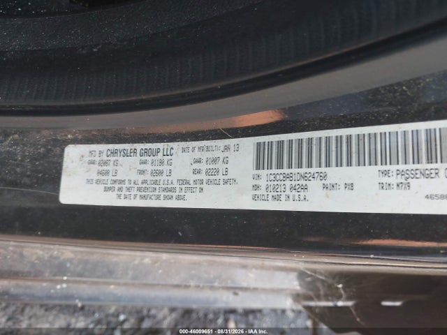 Продажа на аукционе авто 2013 Chrysler 200 Lx, vin: 1C3CCBAB1DN624760, номер лота: 46009651