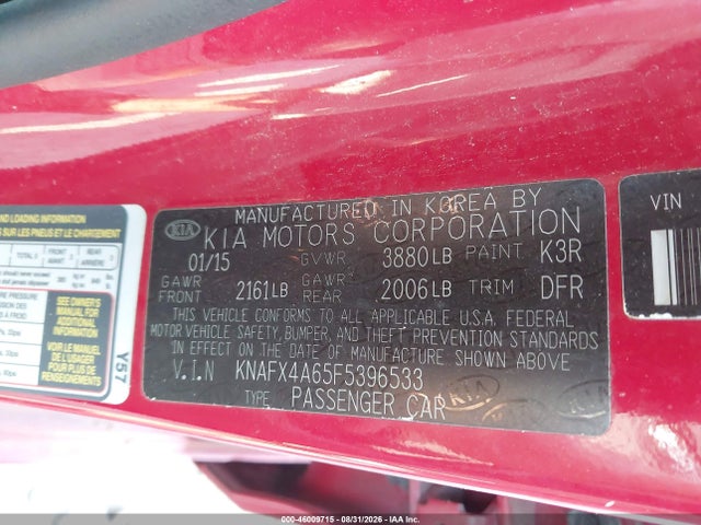 KIA FORTE LX 2015 KNAFX4A65F5396533 Image 9