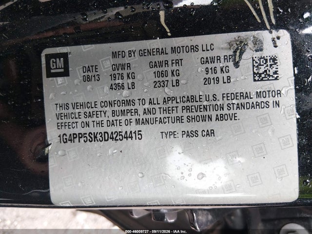 46009727 :رقم المزاد ، 1G4PP5SK3D4254415 vin ، 2013 Buick Verano مزاد بيع
